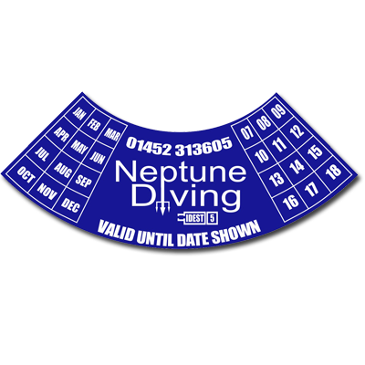 Neptune Diving reg servicing sticker